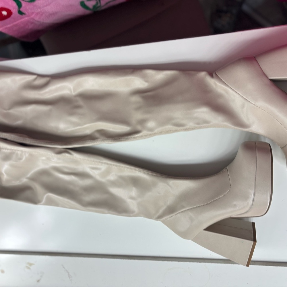 SHEIN Cream Over the Knee Boots